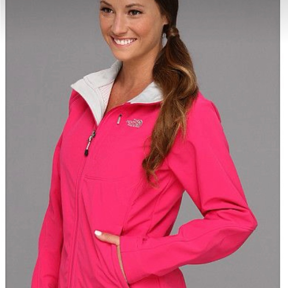 NORTH FACE BIONIC APEX JACKET - ROSE RED PINK OUTER LIGHT GREY INNER - S…